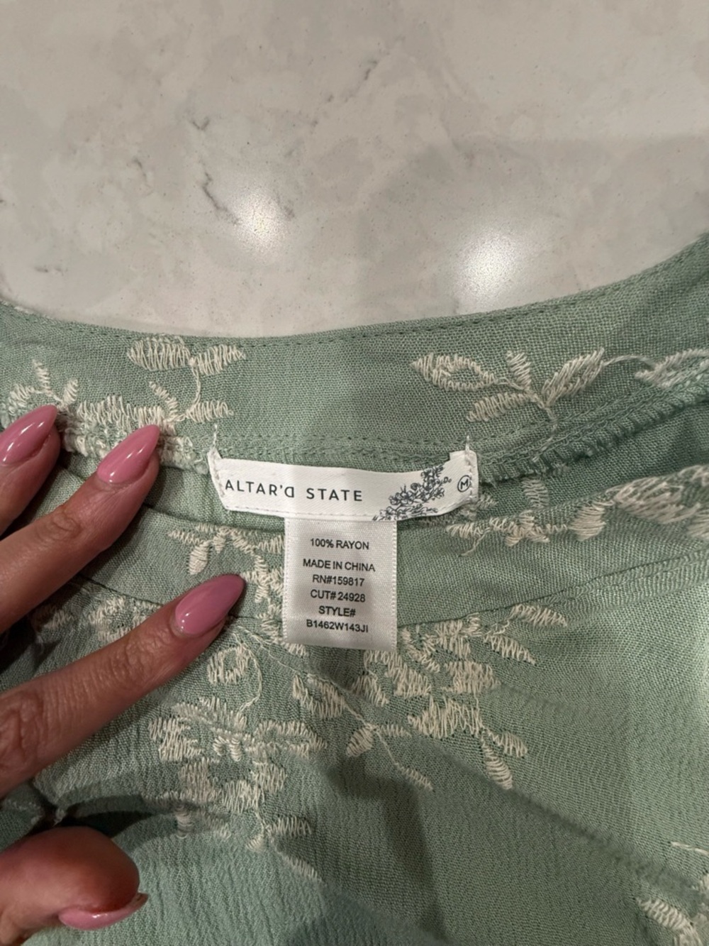 Altar'd State Sage Green Floral Ruffle Tunic - Picture 2 of 4